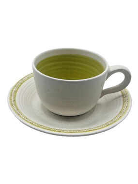 Set of 4 Franciscan Hacienda Vintage Green Coffee Mugs Cups Saucers Earthenware